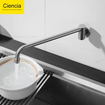 

Copper brushed single cold kitchen sink faucet into wall balcony mop pool extension faucet swing switch faucet