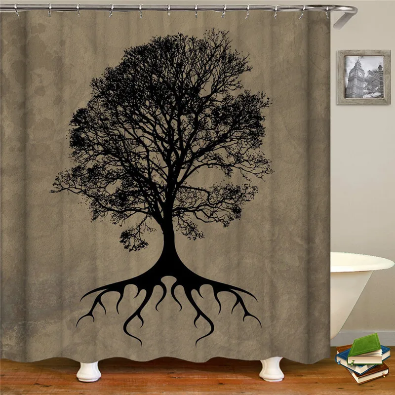 

Waterproof polyester fabric 3D shower curtain bathroom curtain plant pattern shower curtain for home decoration