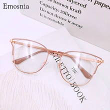 Женские классические очки кошачий глаз, оправа, анти-синий светильник, очки для женщин и мужчин, модные простые металлические оптические модные компьютерные очки