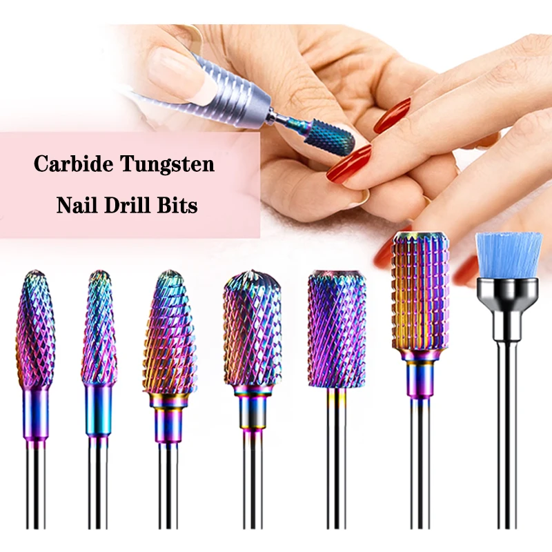 Carbide Nail Drill Bits With Tungsten Bits Milling Cutter For Manicure Gel Polish Remove Nail Drill Machine Accessory