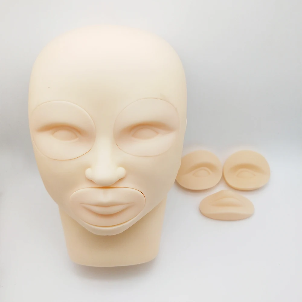 3D практика кожи голова-манекен для практики с еще один набор Перезаряжаемые губ и глаз для перманентного макияжа