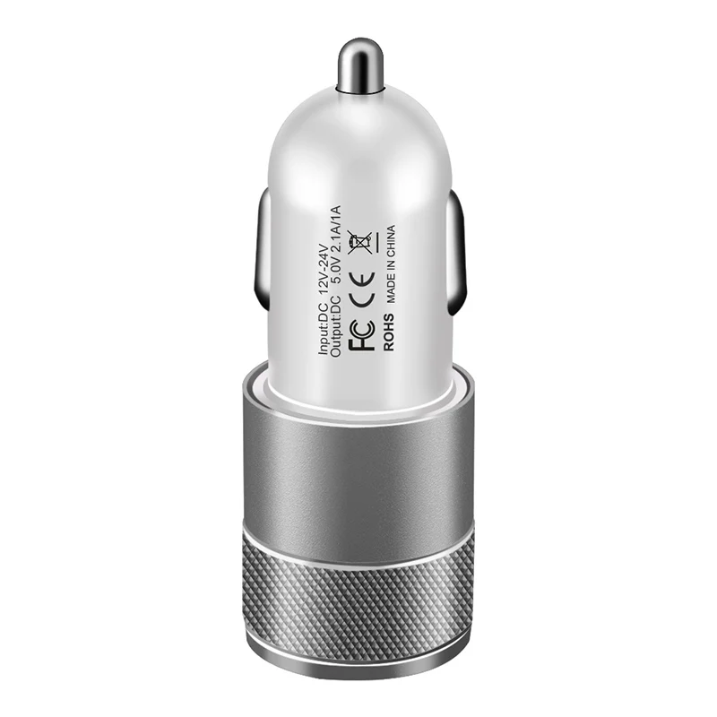 OLAF 3.1A USB Автомобильное зарядное устройство Автомобильное металлическое зарядное устройство двойная Быстрая зарядка для iPhone samsung Xaiomi мобильный телефон планшет автомобильное зарядное устройство - Тип штекера: White Grey