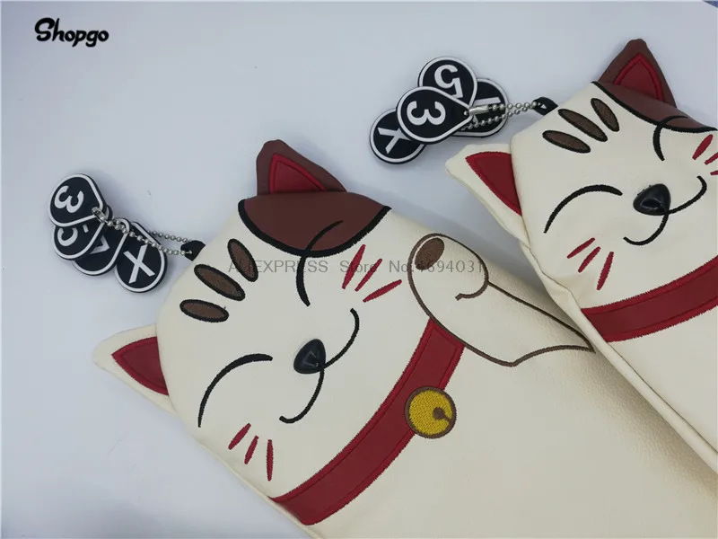 С изображением из мультфильма Lucky Cat Чехлы для клюшек для гольфа для водителя проход древесина гибридный полный набор талисман новинка подарок для игры в гольф Клубные головные уборы