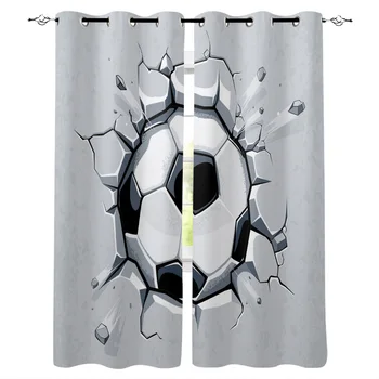 

3D Football Crackle Soccer Game Power Room Curtains Large Window Window Curtains Bathroom Kitchen Outdoor Bedroom Drapes Curtain