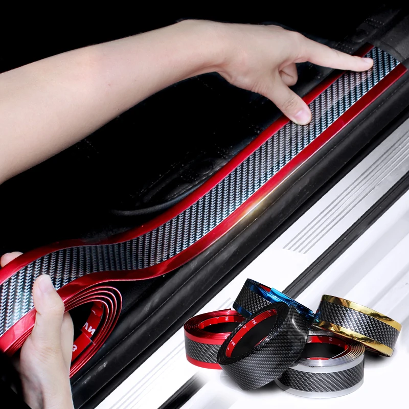 

1M Carbon Fiber Rubber Styling Car Stickers Door Sill Protector Goods For KIA Toyota BMW Audi Mazda Ford Hyundai Etc Accessories