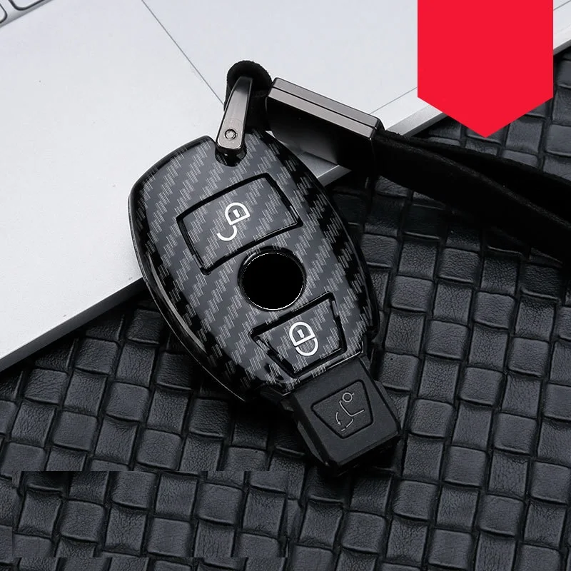 2button silver Глянцевый чехол для ключей из углеродного волокна ABS для Mercedes benz A B R G Class GLK GLA w204 W251 W463 W176 - Название цвета: 2button silver
