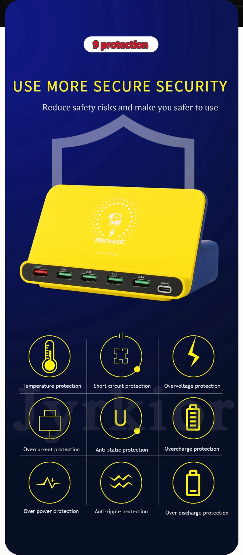 Механик ЖК-цифровой дисплей быстрое зарядное устройство 8 портов usb зарядная док-станция QC 3,0 с 10 Вт Беспроводное зарядное устройство для iPhone 6/7/8/X/XS MAX/11