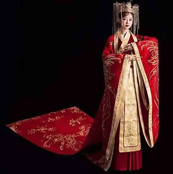 Gran Descuento 8 De Descuento Hanfu Bordado Tradicional Chino De Lujo Para Boda Vestido De Cola Rojo Nupcial Hanfu Para Hombres Mujeres Traje De Cosplay Para Parejas