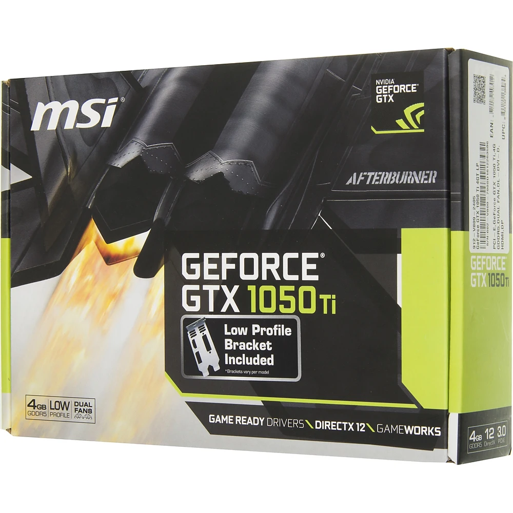 Видеокарта MSI PCI-E GeForce GTX 1050 Ti 4GT LP NV GTX1050TI 4096Mb 128b GDDR5 1290/7008 DVIx1/HDMIx