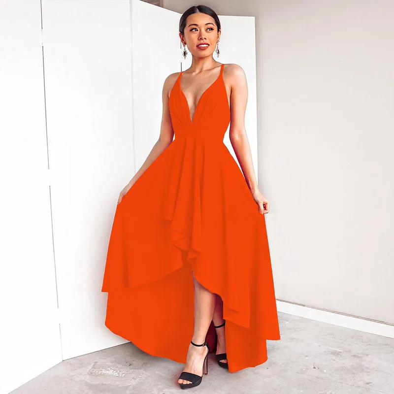 Mooie Party V-hals Maxi Jurk Onregelmatige Hem Mouwloze Jurk Casual Backless Sexy Jurk Mooie Party V-hals Maxi Jurk Onregelmatige Hem Mouwloze Jurk Casual Backless Sexy Jurk