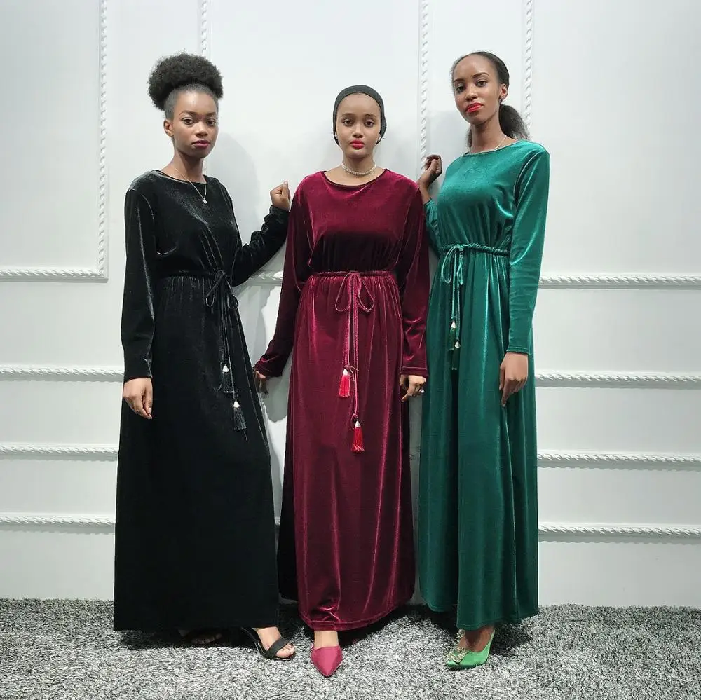 Женский Caftan Marocain Elbise Рамадан Исламская одежда велюровая абайя женский кафтан