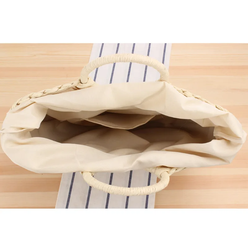 Casual Rattan Half Moon Handbags Women Wicker Woven Striped Hand Bag Summer Beach Straw Bag Large Capacity Tote Big Basket Purse