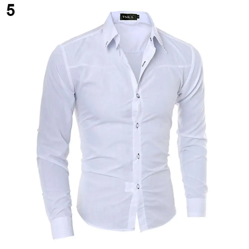 Men's Shirt Business Style Slim Soft Comfort Long Sleeve Casual Dress M-4XL
