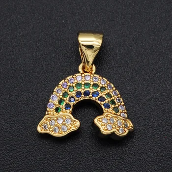 

5pcs/lot 14x11mm 100% CZ Zircon DIY Jewelry Rainbow Charm Pendant Wholesale Bracelet Making Charm Necklace Making Charms