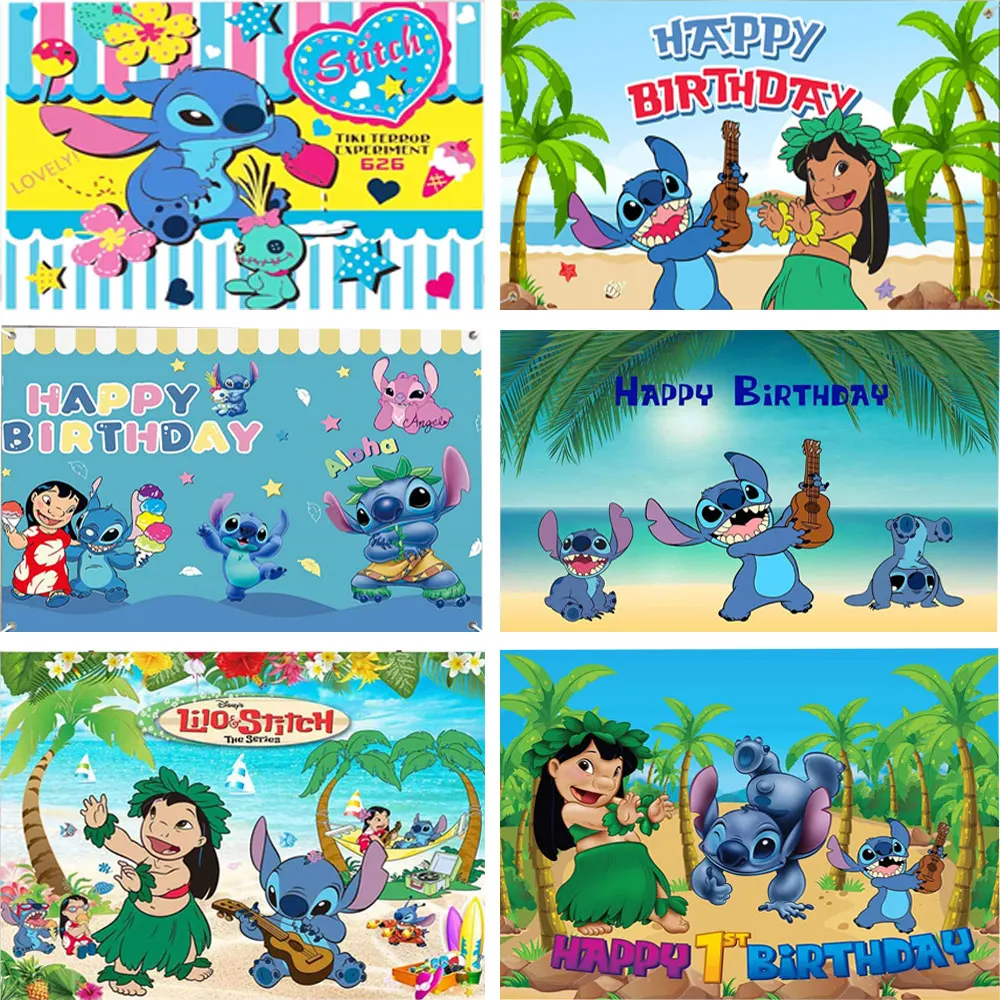 Lilo and Stitch Backdrop Kids Birthday Party Background Photo Decor Banner Props 