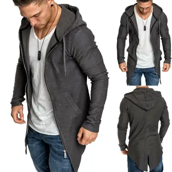 

2019 New Men Long Sleeve Coat Fashion Solid Casual Slim Zip Up Sports Coats Jacket Overwear Sweatshirt Trench 4 Colors