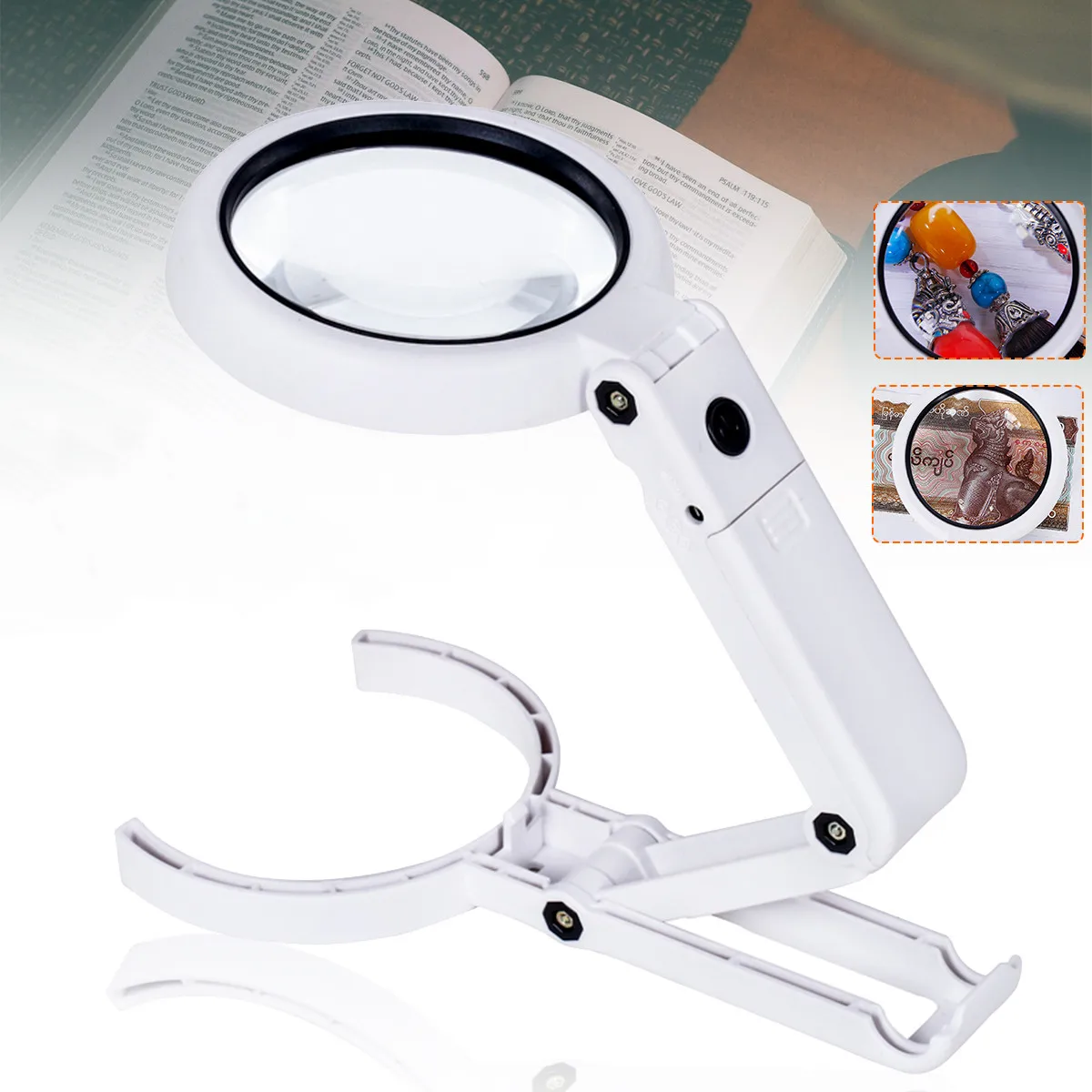 5x 11x Folding Lamp Lupa Loupe Magnifier Reading Portable Handheld
