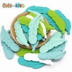 Cute-idea Baby Silicone Beads 10Pcs Food Grade Feather teething teethers Beads DIY infant Pacifier chains Accessories Toys Gift
