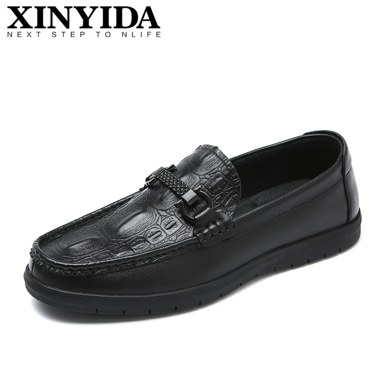 Brand XINYIDA Genuine Leather Men Loafer Slip On Breathable Casual Men Dress Shoes Fashion Formal Male Leather Shoes Size 38-44