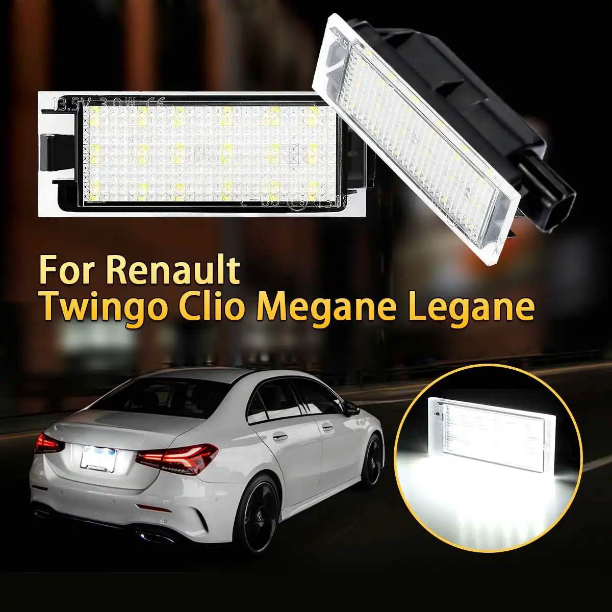 2х Автомобильный светодиодный номерной знак для Renault Megane 2 Clio Laguna 2 Megane 3 Twingo Master Vel Satis