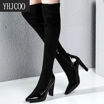 

2020 New Women Over The Knee Boots Shoes Fashion Sexy Pointed Toe Slim Leg Boots High Heels Women Shoes Winter Boots Warm shoe