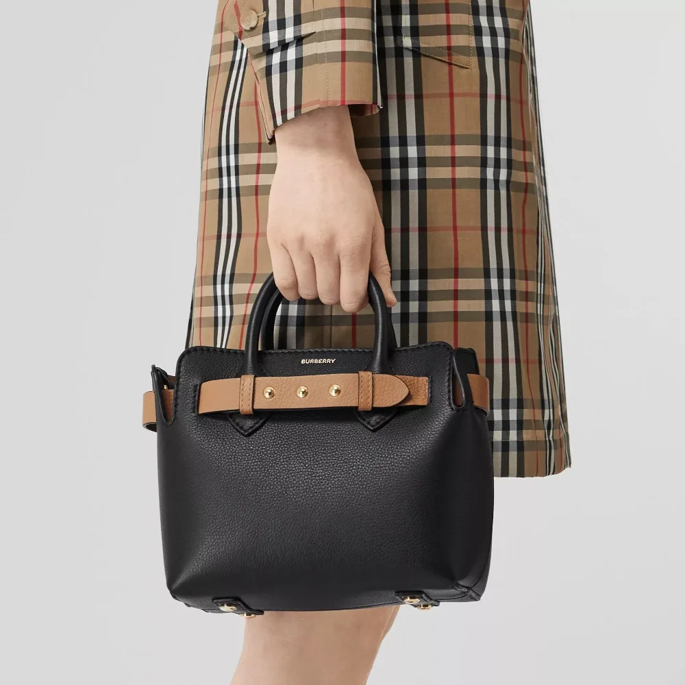 Модная Кожаная мини-сумка Burberry, тройной ремень с заклепками для женщин, кожаная сумка на плечо, сумка-тоут 80095661