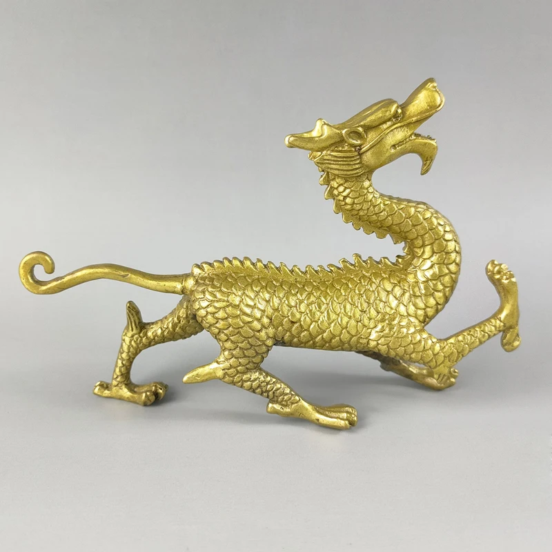 

Exquisite Collectible Home Decoration Old-style Brass Lifelike Divine Beast Dragon in Ancient Chinese Mythology Noble Statue