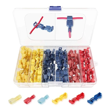 

260 Pcs Function T Tap Electrical Connectors - Quick Wire Splice Taps and Insulated Male Quick Disconnect Terminals