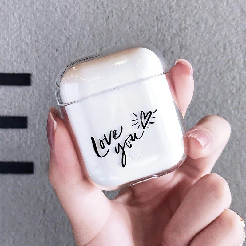 Модный прозрачный жесткий чехол love для AirPods милый Bluetooth гарнитуры защитный Airpod