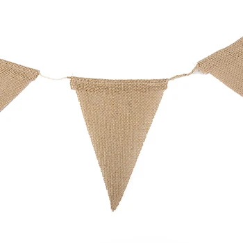 

48 Flags Brown Burlap Banner Home Window Door Christmas Garland Decoration 10m