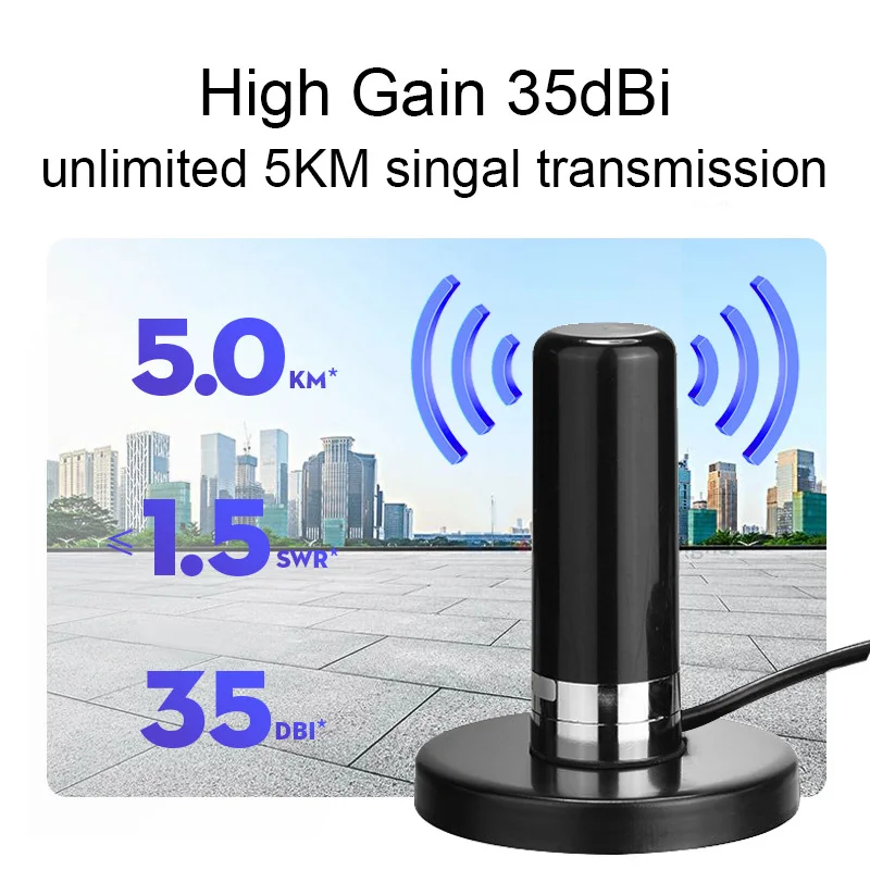GSM 2G 3G 4G Antenna 35dBi 800-2700MHz 3 Meters Cable SMA Male N Male Vehicle Car 9cm Magnetic Mount Antena Signal Booster