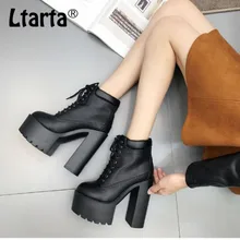 Ltart/классические женские ботинки на высоком каблуке; водонепроницаемые ботильоны на платформе и высоком каблуке; Ботинки martin