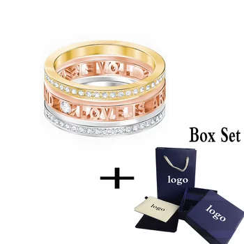 

2020Fashion Jewelry SWA New ADMIRATION Ring Love The Fresh Three-In-One Love Is Around Word Crystal Female Elegant Romantic Gift