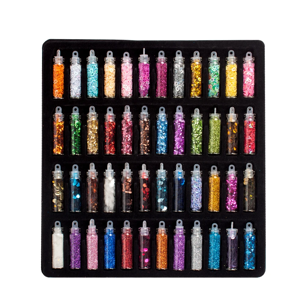 

1 Set 48 Bottles Flash Sequin Powder DIY Filling Tools Decoration Silicone Mold DIY Jewelry Epoxy Mold Making Powder Tools