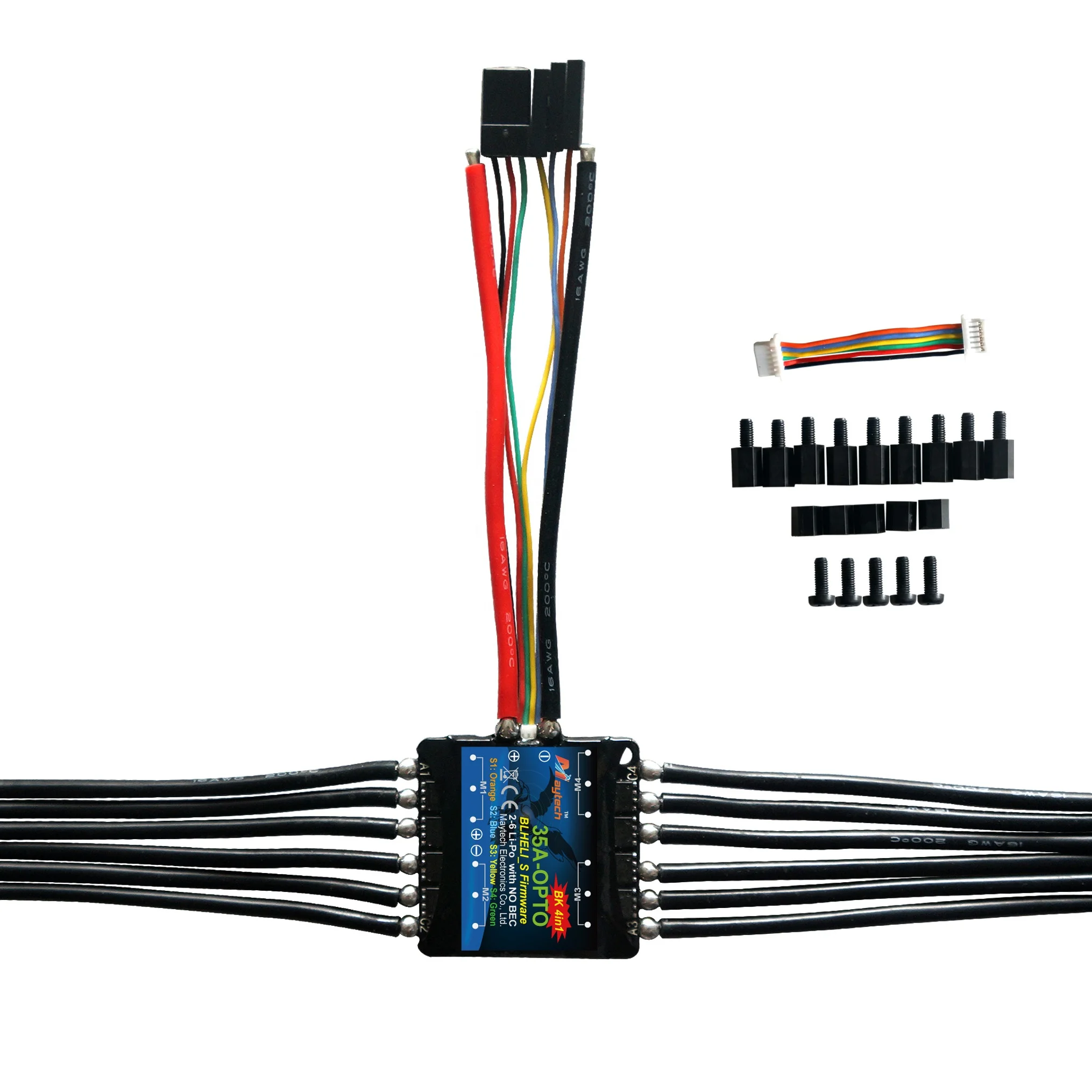 Контроллер скорости двигателя Maytech 35A 2-4S mini BLHeli_S ESC 4 в 1 для дрона квадрокоптера