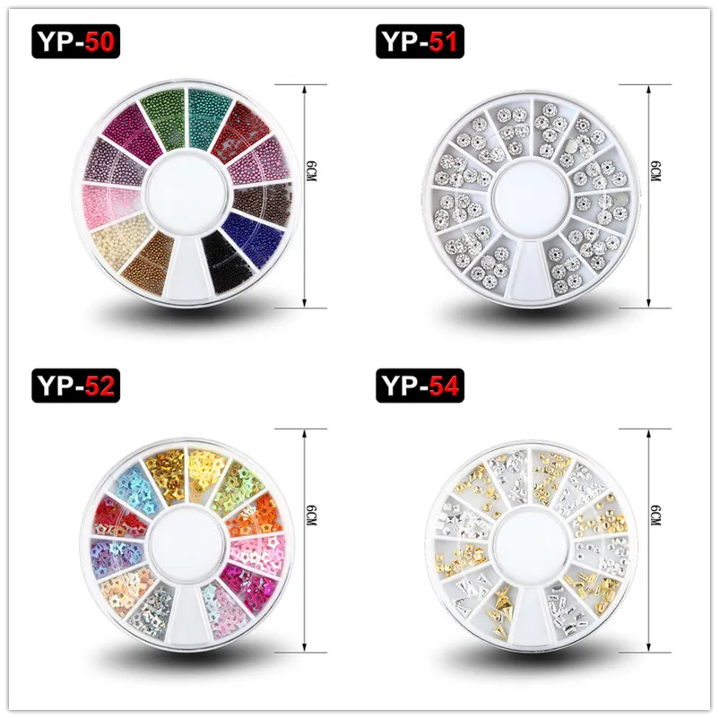 Suit 11-YP50-YP54 1 Набор для самостоятельного дизайна ногтей, круглые наконечники, Кристальные блестящие стразы, 3D украшение для дизайна ногтей, белый цвет AB, акриловые алмазные сверла - Цвет: Suit 11-YP50-YP54