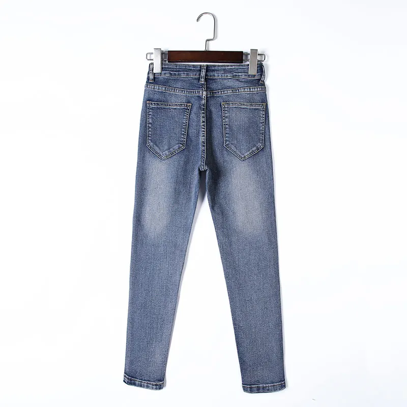 Jeans Skinny Women High Waist Elastic Denim Jean Pencil Pants Female Stretch Bottoms Black Blue Gray Push Up Trousers Woman