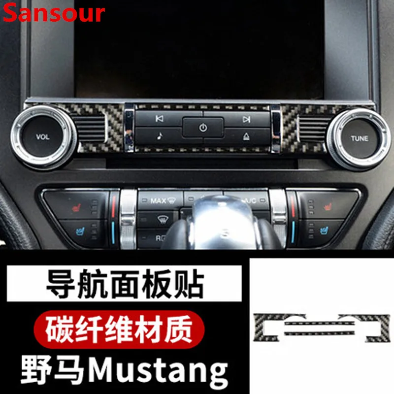 Подходит для Ford Mustang 4 шт. автомобильные аксессуары Кнопка Аудио Украшение Наклейка углеродное волокно интерьер автомобиля Стайлинг