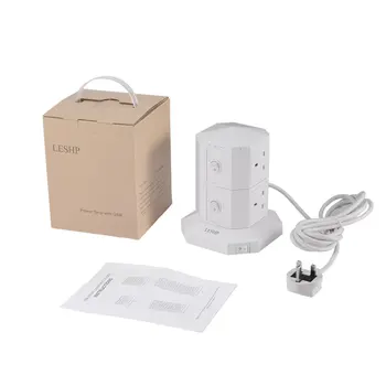 

LESHP USB Smart Charging Socket 2 Layers 6 USB Ports Fast Charge Power Strip 3M Cable Anti Surge Prevention Energy-saving