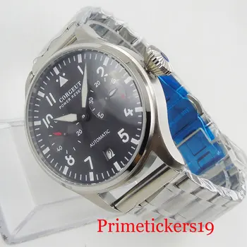 

Luxury automatic movement 42mm corgeut black dial date window sapphire glass mens watch