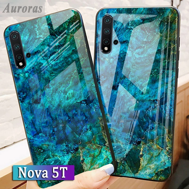 

Auroras For HUAWEI Nova 5T Tempered Glass Case With Soft TPU Frame Shockproof Back For Huawei Nova 5T Cases