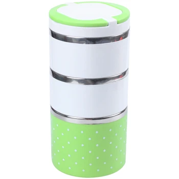 

3Layers Thermal Bento Lunch Box Thermos For Food Stainless Steel Insulation Storage food Container Dinnerware Sets Green