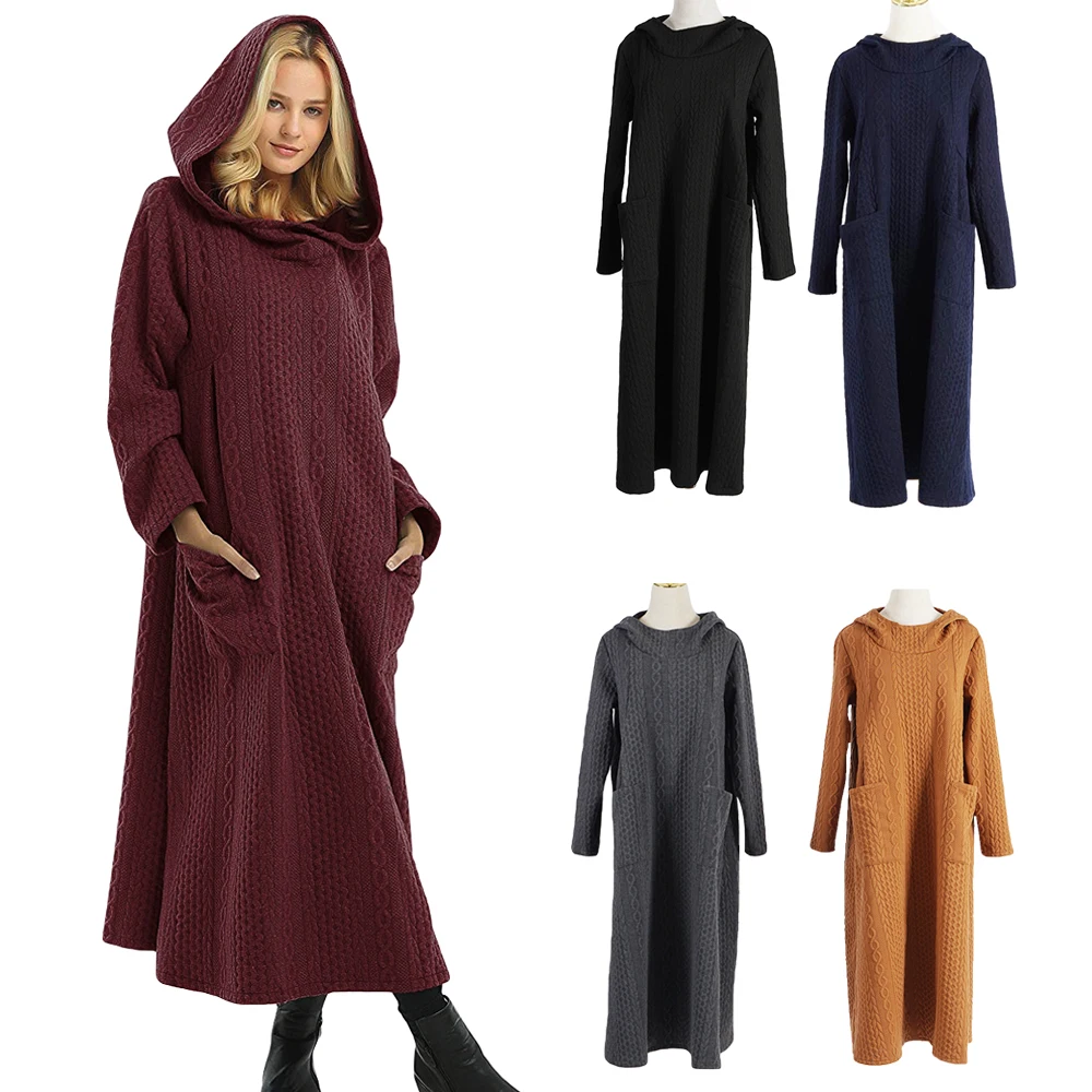 Марокканское женское платье абайя Дубаи длинное мусульманское платье с капюшоном вязаный свободный свитер Арабская Islsmic одежда турецкие Повседневные Вечерние