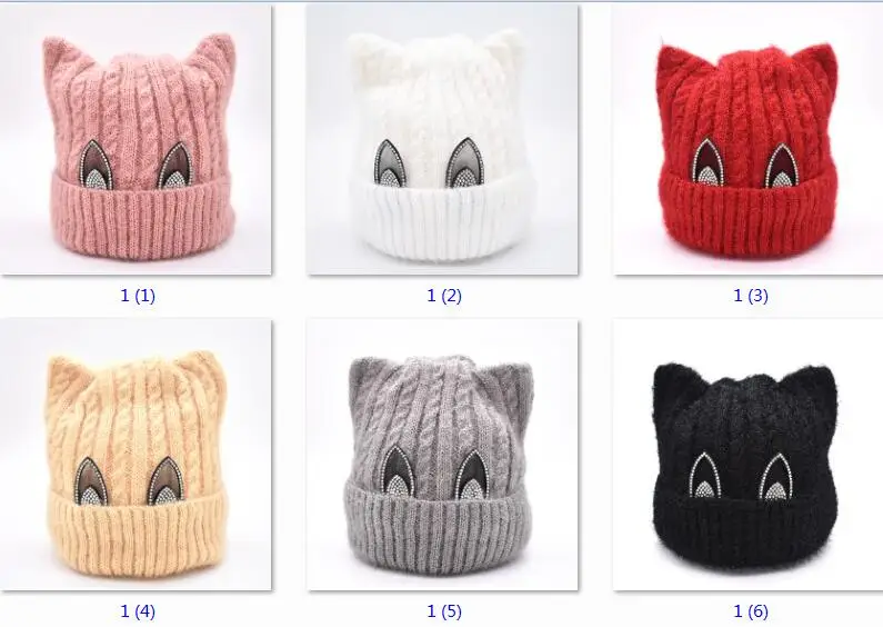 Шапка с кошачьими ушками, вязанная крючком шапка, вязаная синель, зима-осень, для девочек и мальчиков, теплые шапочки, Детские эластичные шапки M917