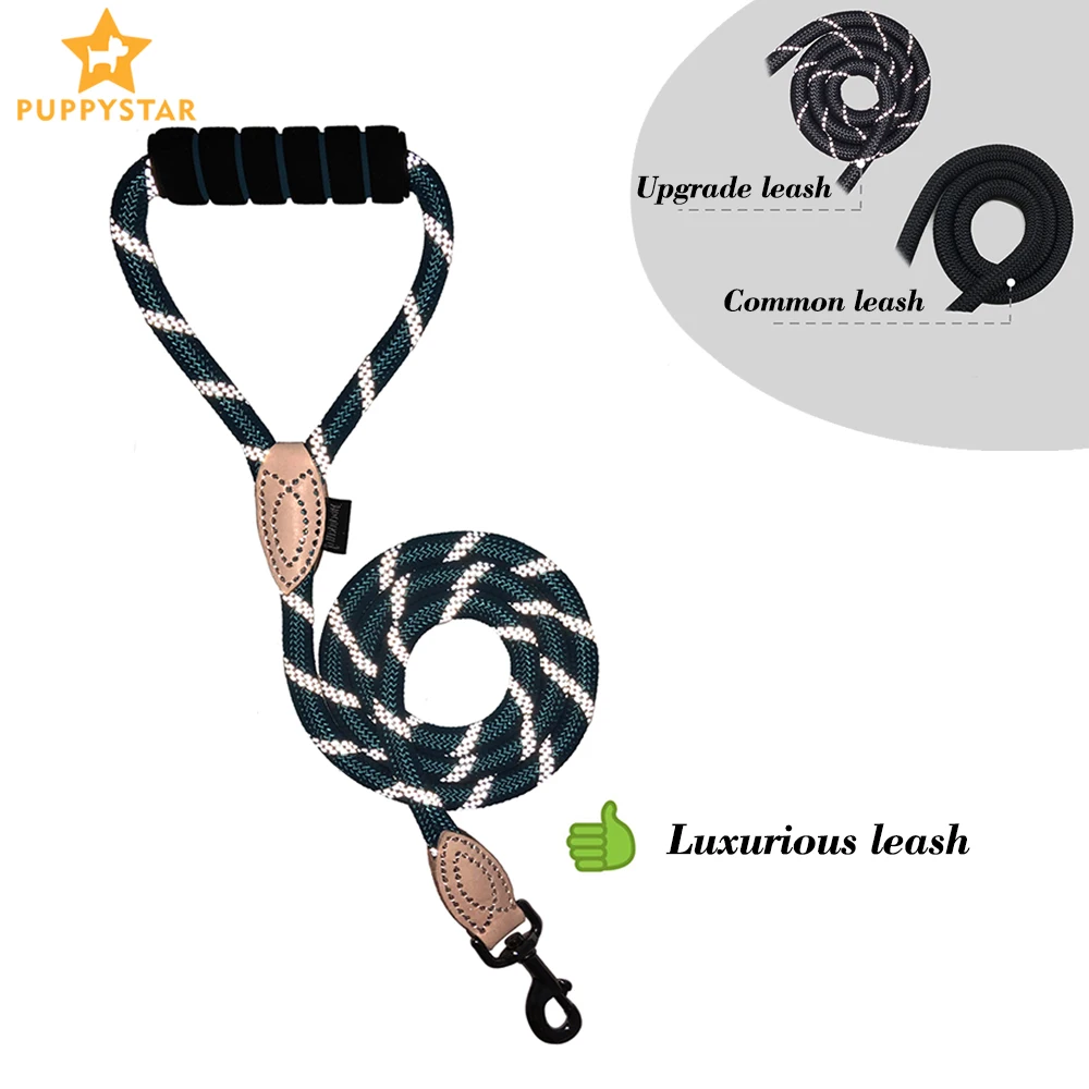 

Braided Rope Big Dog Leash 150 cm Nylon Reflective Rope Dog Leashes For Pitbull Bulldog Safety 5 Colors Available