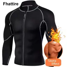 Новинка, мужской шейпер, длинный рукав, пот, Корректирующее белье, неопрен, для похудения, костюм для сауны, талии, для тренировок, черная рубашка, для фитнеса