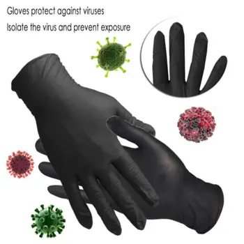 

10pcs Disposable Anti-pollution Water-proof Gloves Black Anti Pollution Glove Nitrile Latex Glove Household Home Health