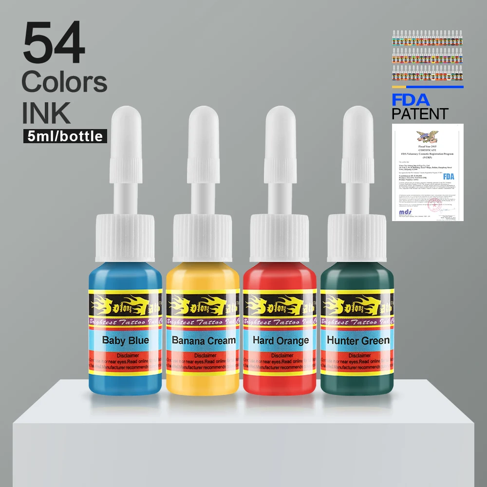 A Complete Set Of 5ml54 Color Professional Makeup Tattoo Ink Pigment For Body Art Paint DIY Tattoo Pigment Set Color Ink