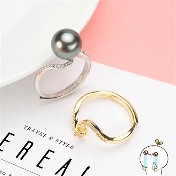 

Ring Mount Pearl Accessories Adjustable Size 925 Sterling Silver Ring Jewelry DIY No Pearl Free Shipping 2019J065