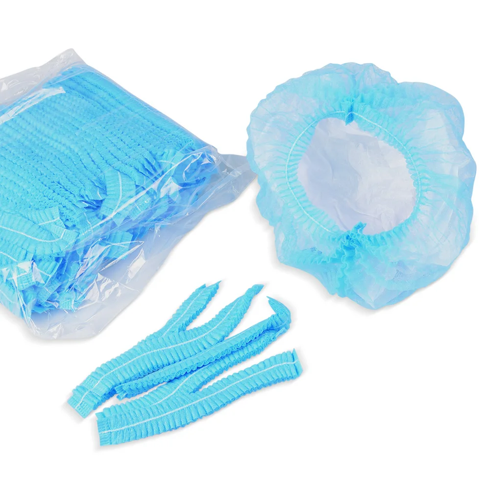 

100pcs clean disposable cap for spa salon bathroom nonwoven pleated mob cap Anti dust Mushroom shower caps medical hair cap